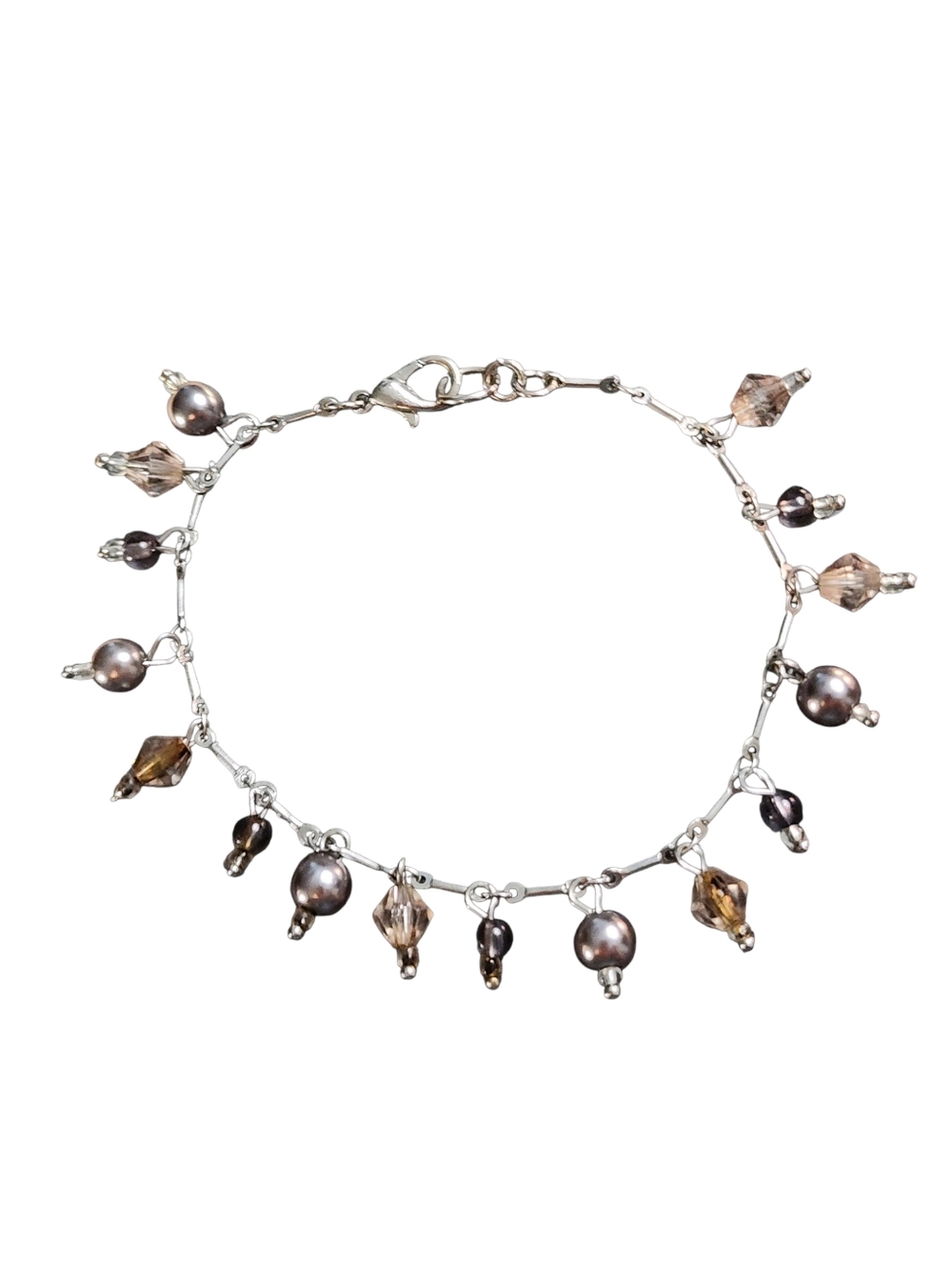 Silvertone Bracelet with Smoky Beads